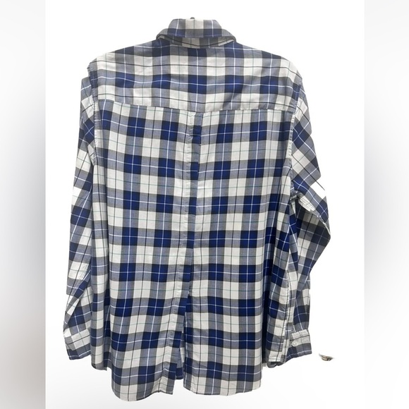 Levi's Womens Boyfriend Fit Plaid Long Sleeve Button Up Shirt Large Blue Cotton - Picture 4 of 12